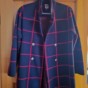 Anne Klein Knit Jacket,  Blue and Red,  Large